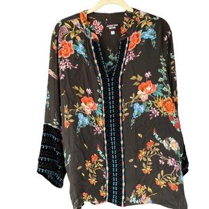 Johnny Was Black Floral Tunic